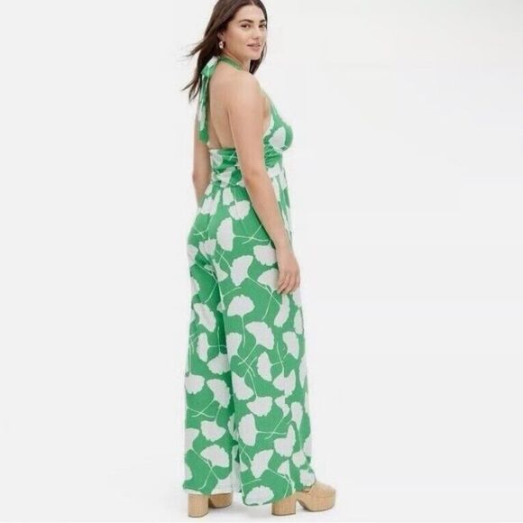 DVF x Target Green Floral Women's Jumpsuit Ginkgo Green & White FURSTENBERG XS - Picture 1 of 7